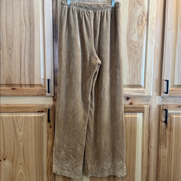 Nike Tan Wide Leg Activewear Loungewear Sporty Ribbed Cotton Blend Fabric Size S - Picture 8 of 14